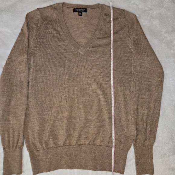 Classic Tan V-Neck Sweater - Picture 10 of 11